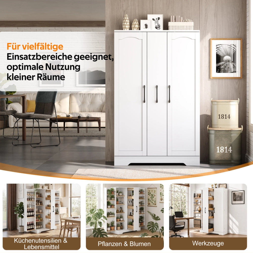 Armadio da cucina con porta spezie e cassetto verticale; 120 x 78 x 35 cm; MDF bianco