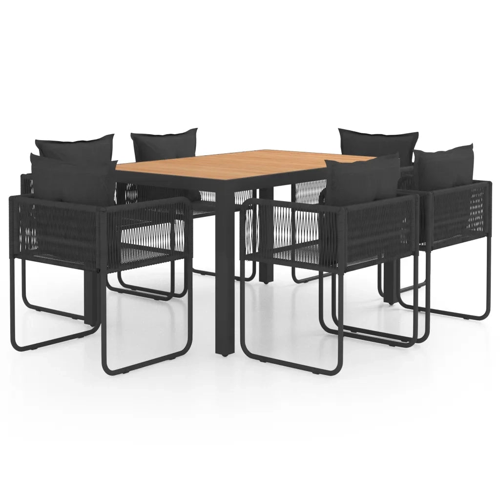 Set da Pranzo da Giardino 7 pz in Rattan PVC Nero e Marrone 3060109