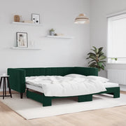 Divano Letto con Letto Estraibile Verde Scuro 100x200cm Velluto