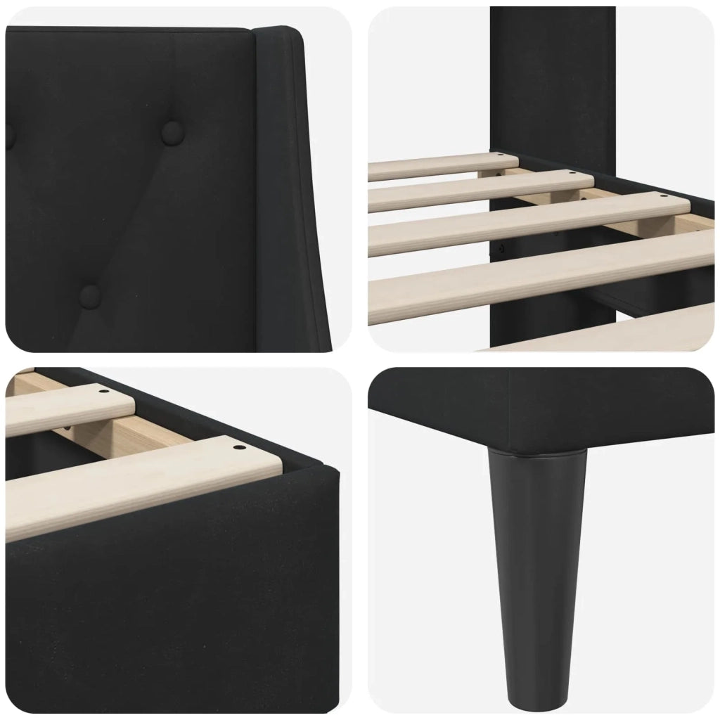 Struttura del letto con testiera Nero 200 x 200 cm Velluto