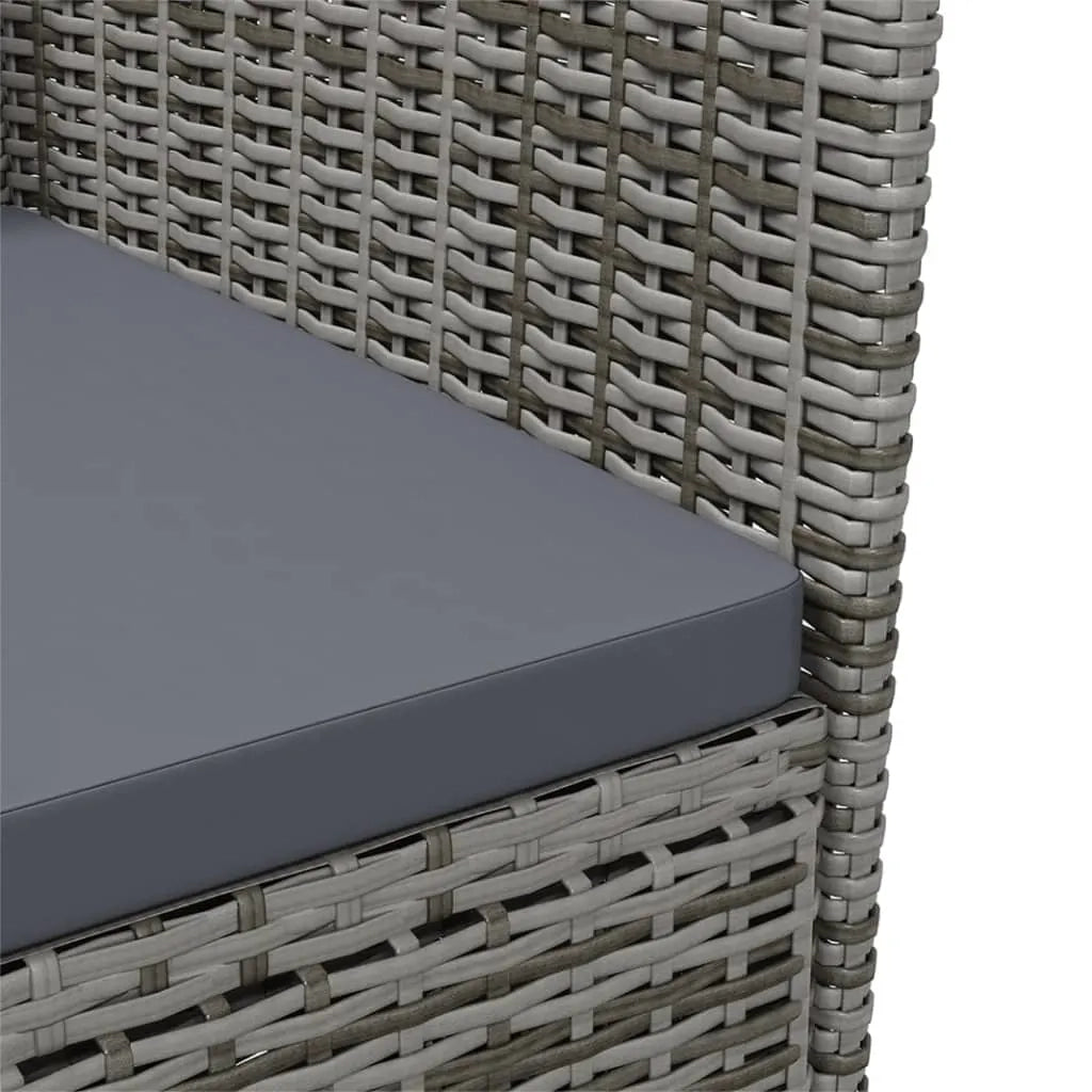 Set da Pranzo Esterni 11pz con Cuscini Polyrattan Nero e Grigio cod mxl 71737