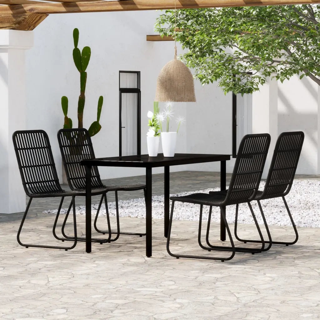 Set Mobili da Pranzo per Giardino 5 pz Nero cod mxl 37725