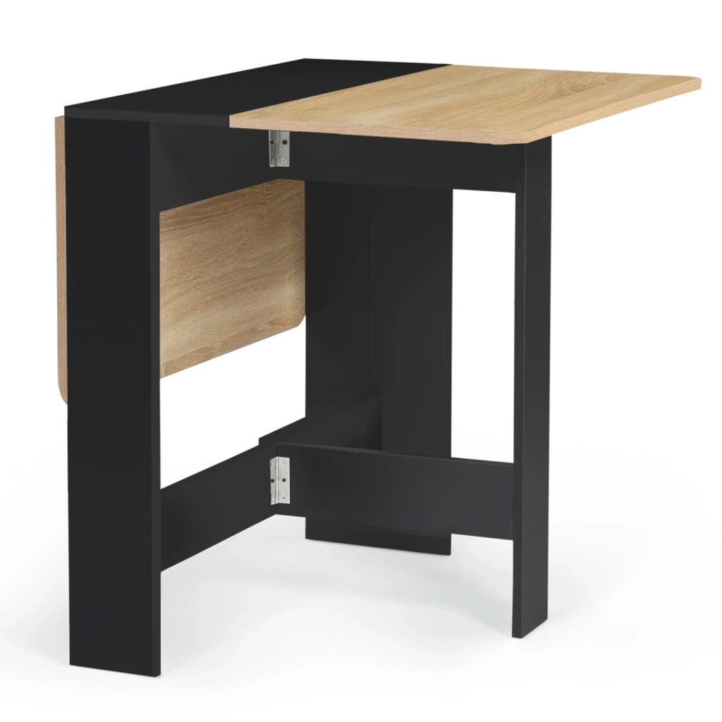 IDMarket - Tavolo consolle pieghevole EDI 2-4 persone in legno nero piano in faggio
