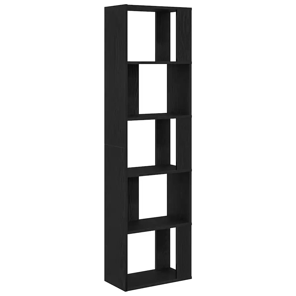 Libreria Divisorio-Scaffale per Libri-Mobile di Stoccaggio Rovere Nero 45x24x159 cm Legno Multistrato
