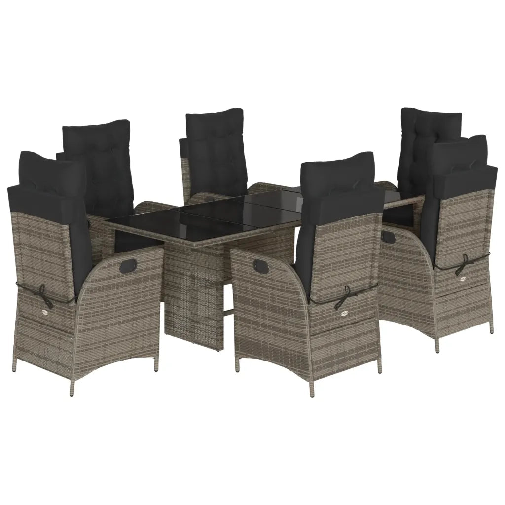 Set da Pranzo da Giardino 7 pz con Cuscini in Polyrattan Grigio 3213121