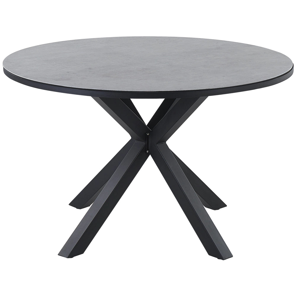 Set da pranzo da giardino Grigio Alluminio Acciaio Inox Piano del tavolo in vetro ceramico 4 posti Mobili da esterno Moderni