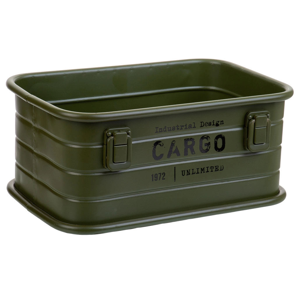 Cesto rettangolare in metallo stampato verde 32x21x14