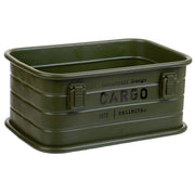Cesto rettangolare in metallo stampato verde 32x21x14