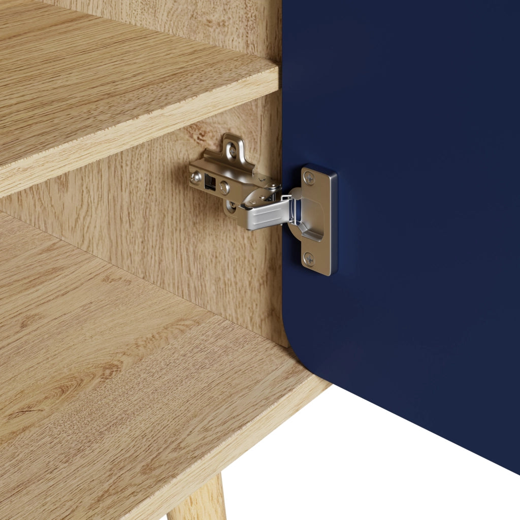 Mobile Scarpiera con 2 Ante geometriche Rotonde; 4 Ripiani; Stile Moderno; in Pannello truciolare; Blu; 76×37×98;5 cm