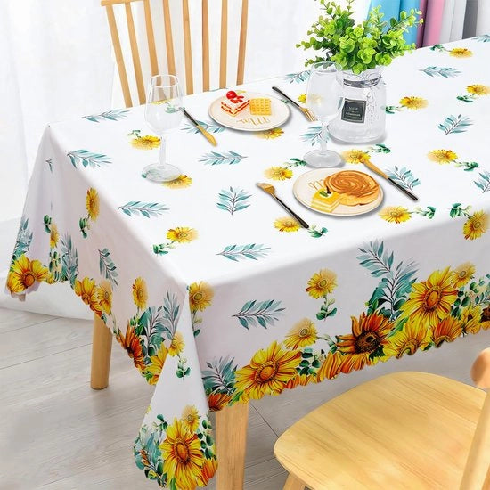 Tavolato da Giardino Reclinabile, Tavolato da Giardino Quadrato Resistente al Tempo Fiori Tavolato da Giardino Polyester Tavolato da Giardino Impermeabile per Esterno Tavolo da Giardino Cucina da Pranzo 140x180 cm