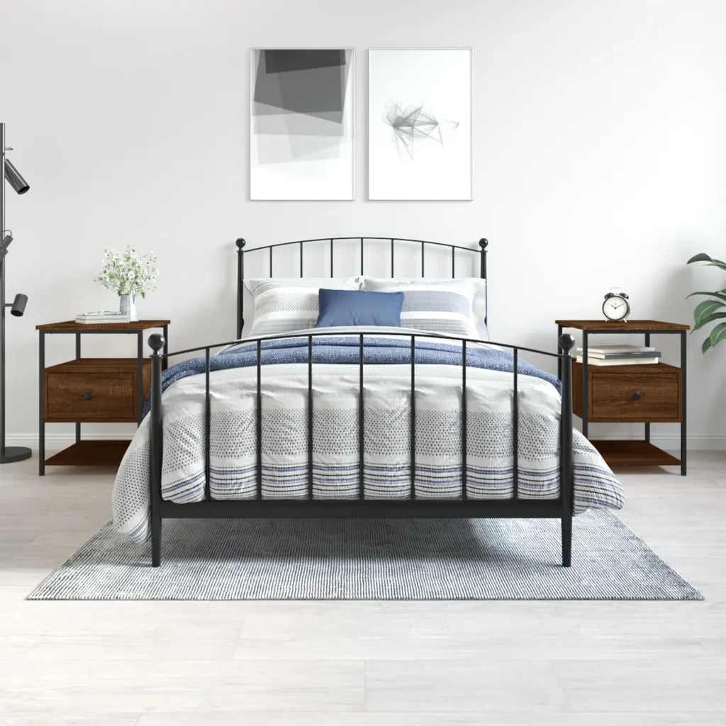 Comodini 2 pz-Set di 2 Tavolino da notte Rovere Marrone 40x42x56 cm in Legno Multistrato