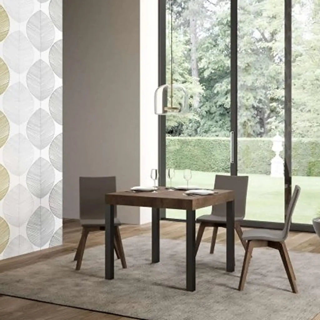 Tavolo allungabile 90/246x90 cm Everyday Premium colore noce gambe antracite