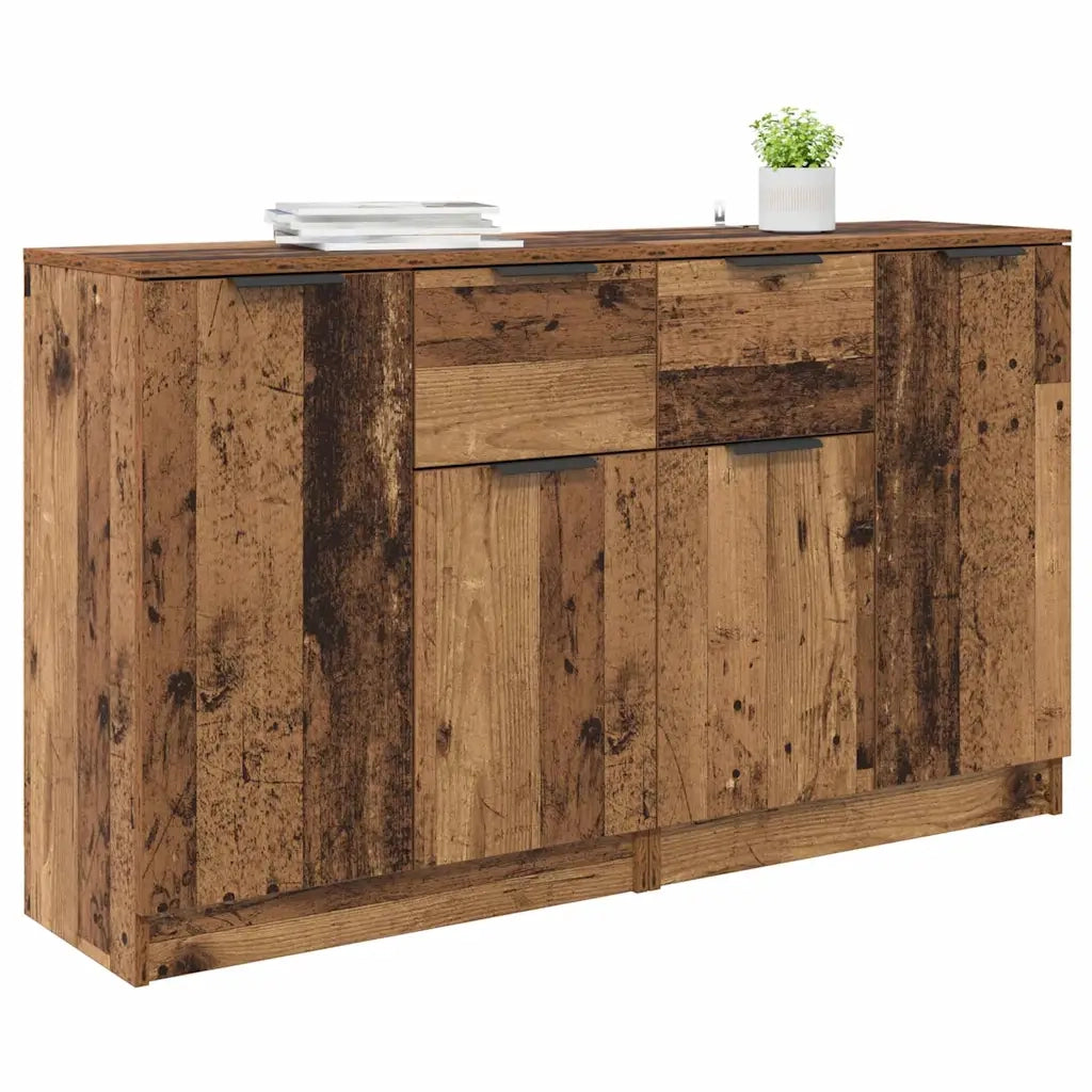 Credenza | Sideboards con cassetto 2 pcs Legno vecchio 60 x 30 x 70 cm