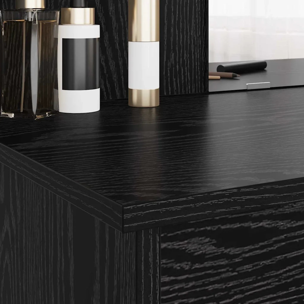 Toilette con Specchio con cassetto Rovere Nero 96 x 39 x 142 cm