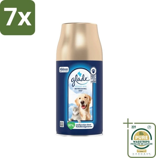7 x Spray automatico per aria fresca animali domestici - 269 ml - Confezione grande - Neutralizzatore di odori animali - Aria fresca per animali domestici - Geurverfrisser automatico - Aria fresca per animali domestici - Navicella per animali domestici