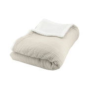 Plaid sherpa e mussola di cotone , 170cm, pietra