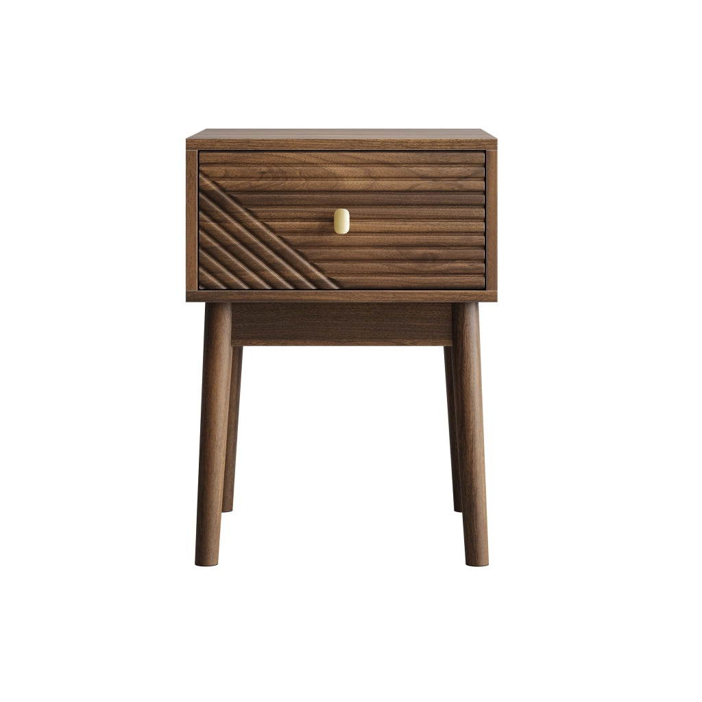 COMODINO 40 x 40 x 55 cm Noce con 2 cassetti