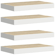 4 pz Scaffali a Parete | Ripiano a parete | Mensole a Parete Rovere e Bianco 50x23x3,8 cm in MDF
