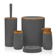 Set accessori bagno grigio cannettato con finitura effetto legno 5 pezzi Blob