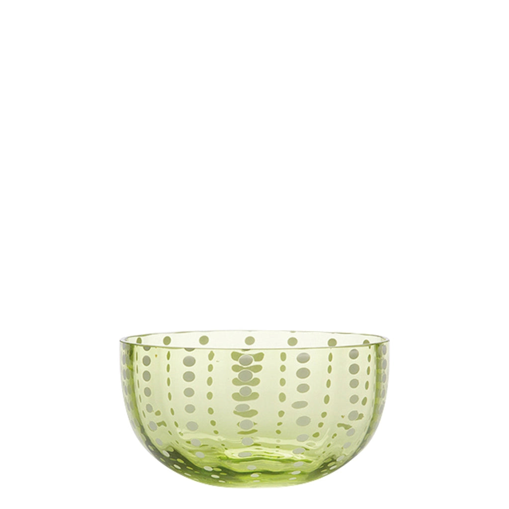 Zafferano Set 6 Ciotole Perle Bowl Verde Mela in Vetro Artigianale, Design Elegante e Raffinato per Tavole Moderne e Uniche - Collezione Perle 6X
