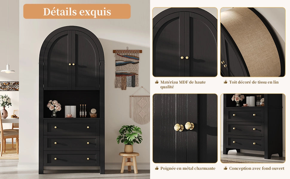 Libreria ad Arco con Cassetti e Ante ¨C MINIMAL ¨C Nero, Soggiorno e Cucina