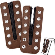 Ritssluitinginzetstuk in pelle PU, 2 pezzi, marrone - 13 x 5,4 cm - Multifunzionale - Facile da avvitare e da svitare - Inzetstuk per scarpe
