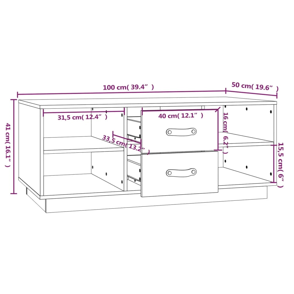 Tavolino da Salotto Bianco 100x50x41 cm Legno Massello di Pino 818271