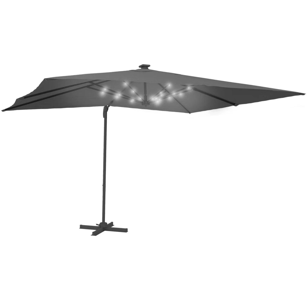 IDMarket - CALVI LED grigio 3x4 M parasole inclinabile a 360° con copertura