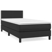 Letto singolo | Letto per adulti | Giroletto a Molle con Materasso Nero 90x190 cm in Similpelle