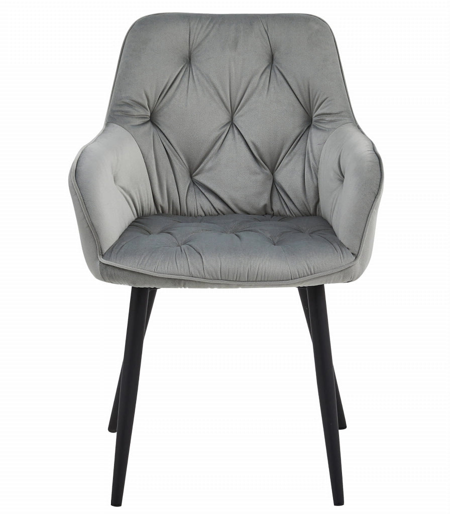 Sedia da pranzo Valora LUKK - Velluto grigio argento con gambe nere x 1
