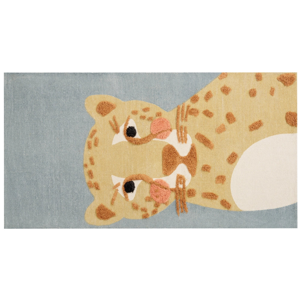 Tappeto per la cameretta dei bambini con stampa leopardata 80 x 150 cm Giallo e grigio
