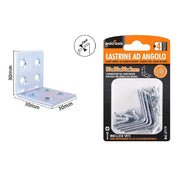 Trade Shop - Set 4pz Lastrine Lastrina Ad Angolo Angolare 30x30x30x2mm Con Viti Mobili 57119 -