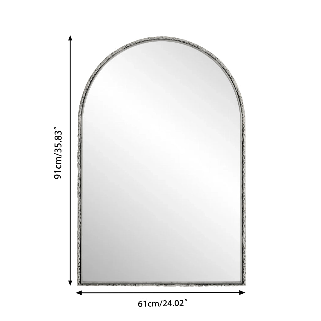 SPECCHIO ad arco 103,5x71,5x12 cm in vetro e ferro Argento
