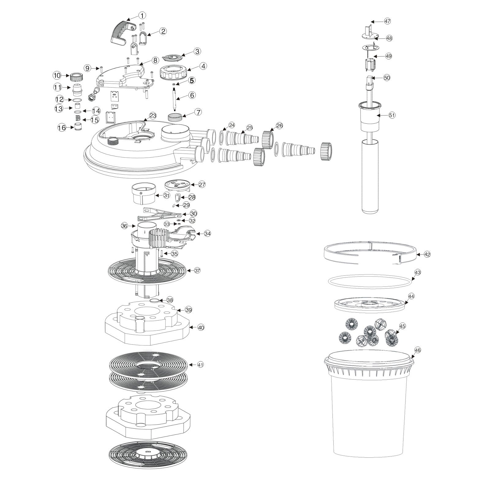 Ricambio per biofiltro a pressione per laghetti CPF-180/250 Gruppo di collegamento