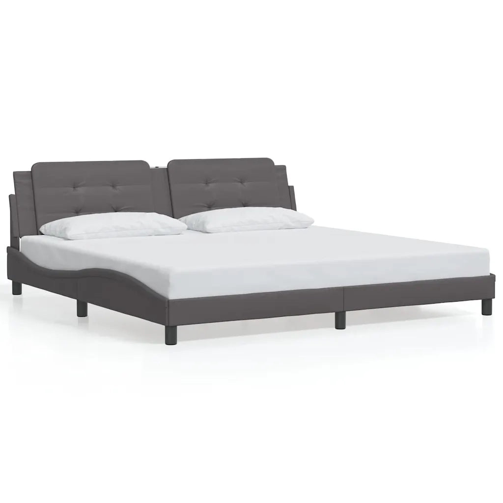 Giroletto con Testiera Grigio 200x200 cm in Similpelle