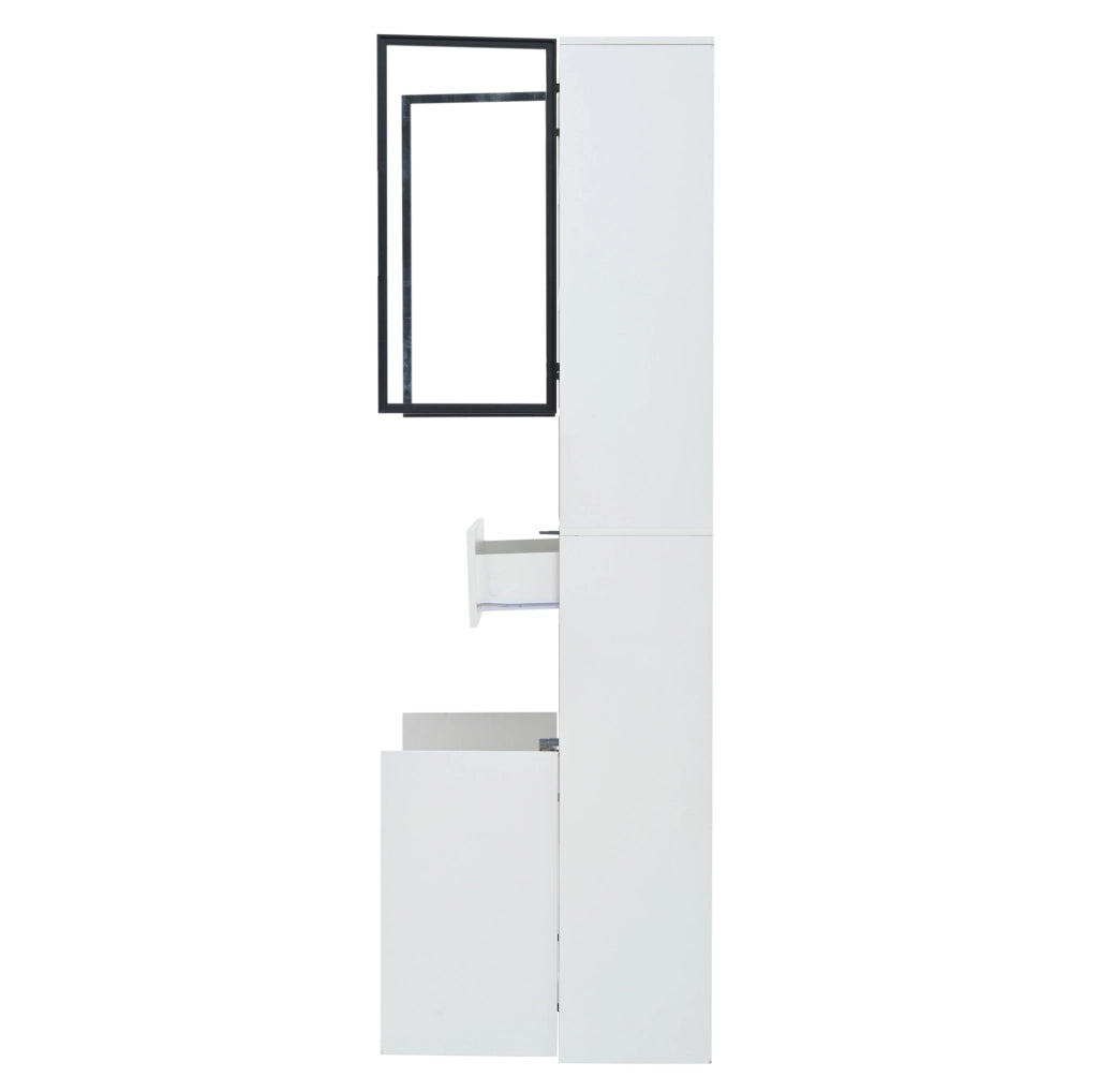 Vetrina alta con LED e ante in vetro; 70 x 30 x 200 cm; bianco