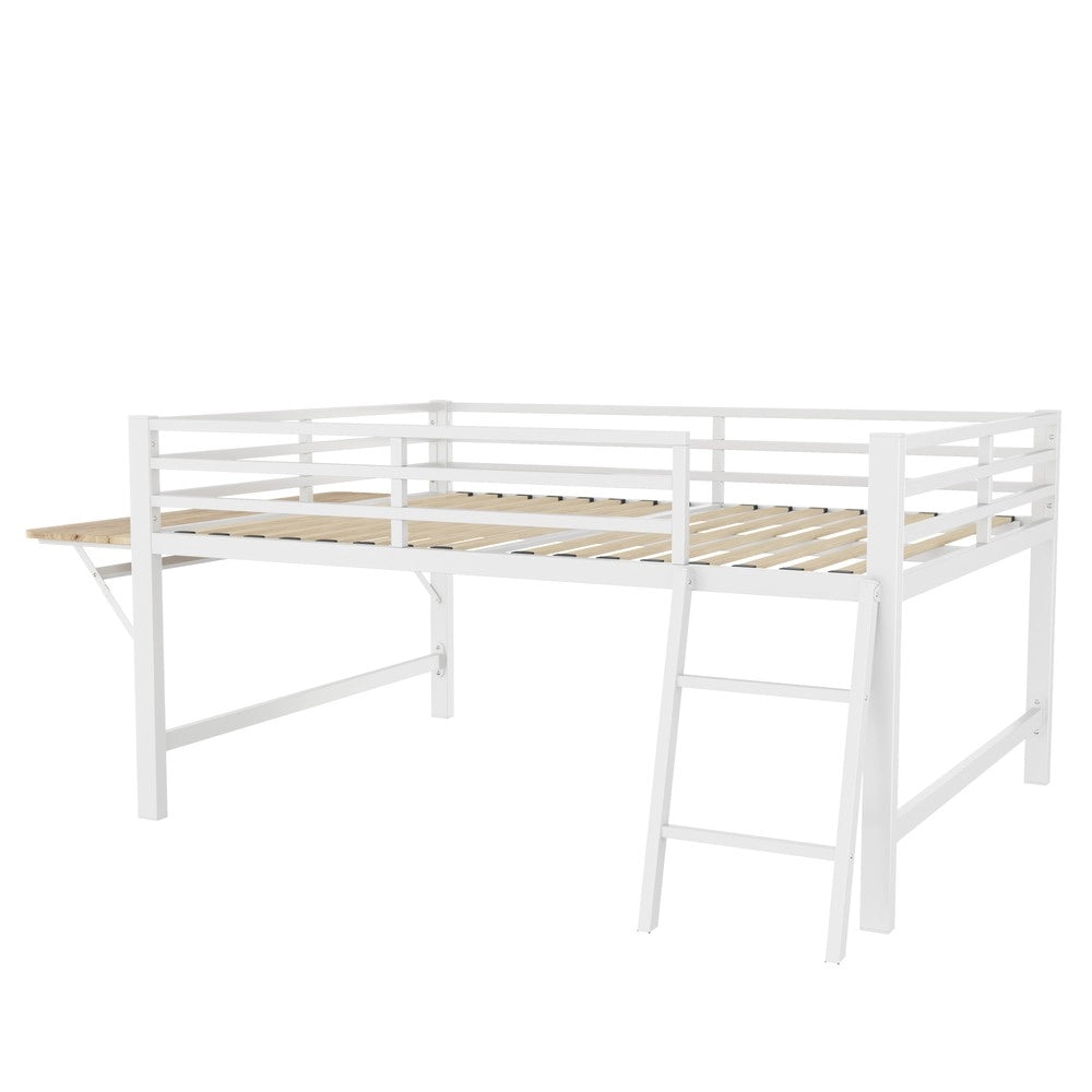 Letto a Soppalco con Scrivania e LED ¨C Xylo ¨C Metallo Bianco 140x200