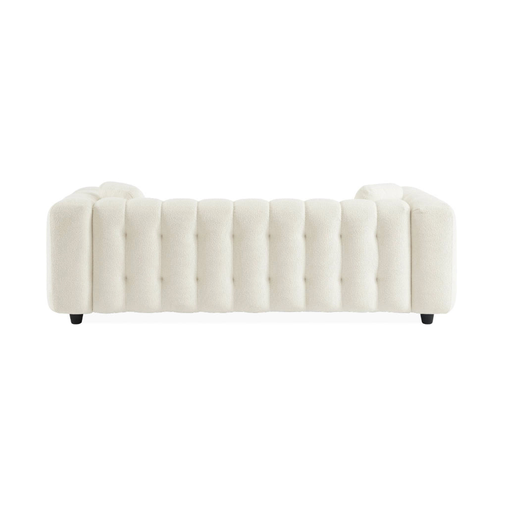 Divano in tessuto bouclé, 3 posti, crema