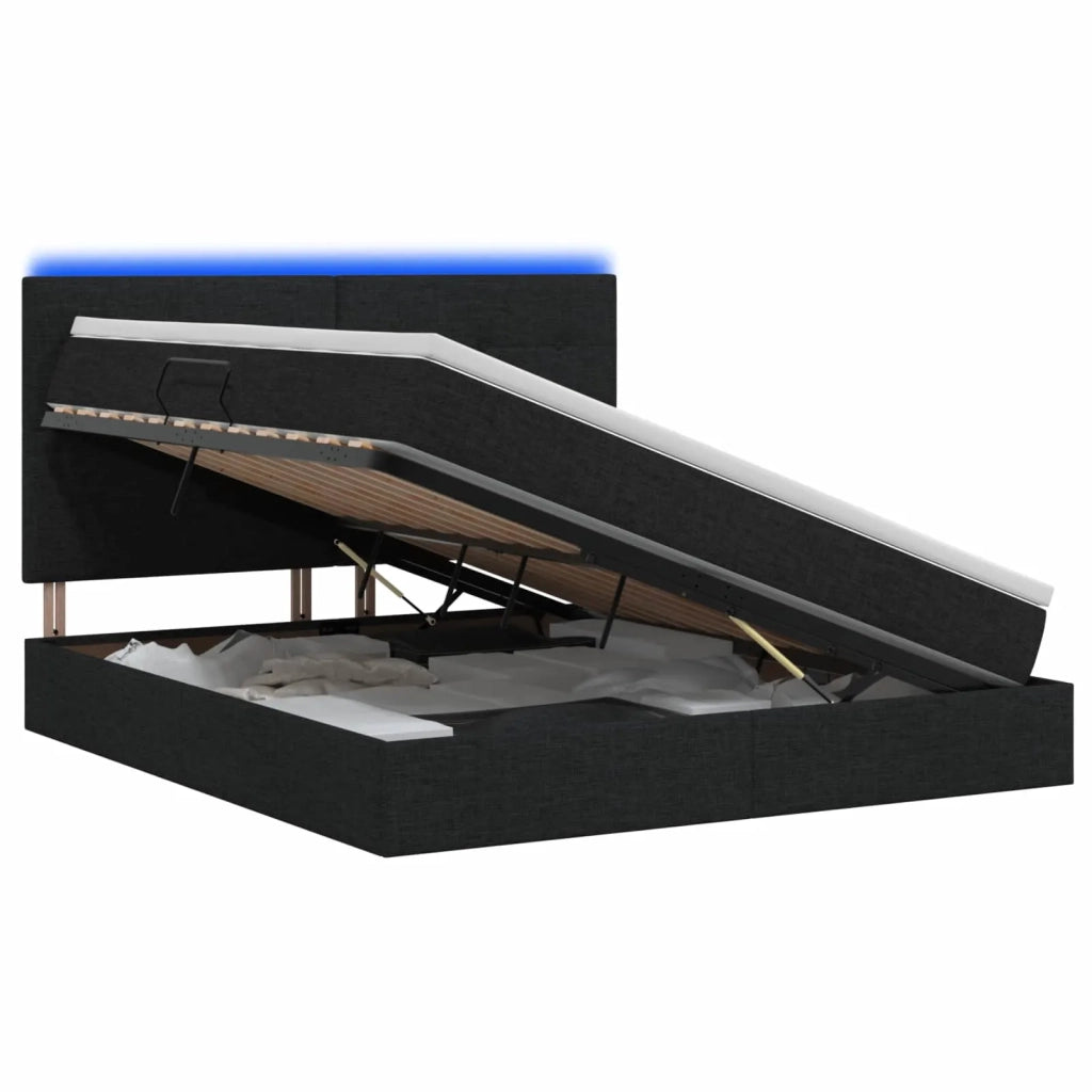Letto con contenitore LED e materasso Nero 140 x 190 cm Tessuto 3459944