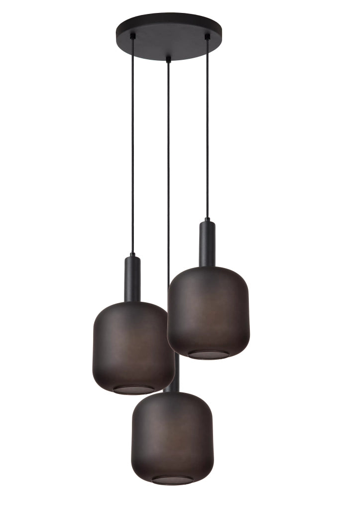 Lampada sospesa moderna Eloise nera vetro Ø40cm 3xE27 Lucide