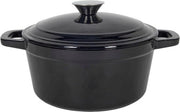 Pentola da griglia in acciaio inox, nera smaltata, 3,5 litri/Ø 21 cm, pentola da griglia in acciaio massiccio con maniglie, utilizzabile per griglia, forno, pentola a cacciatora, inox, sicura per alimenti