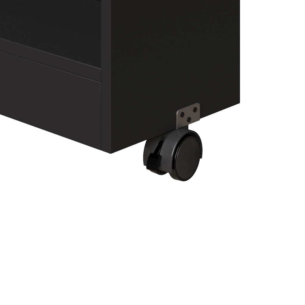 TAVOLO BAR MOBILE 135-205x39x100 cm Nero con LED e rotelle