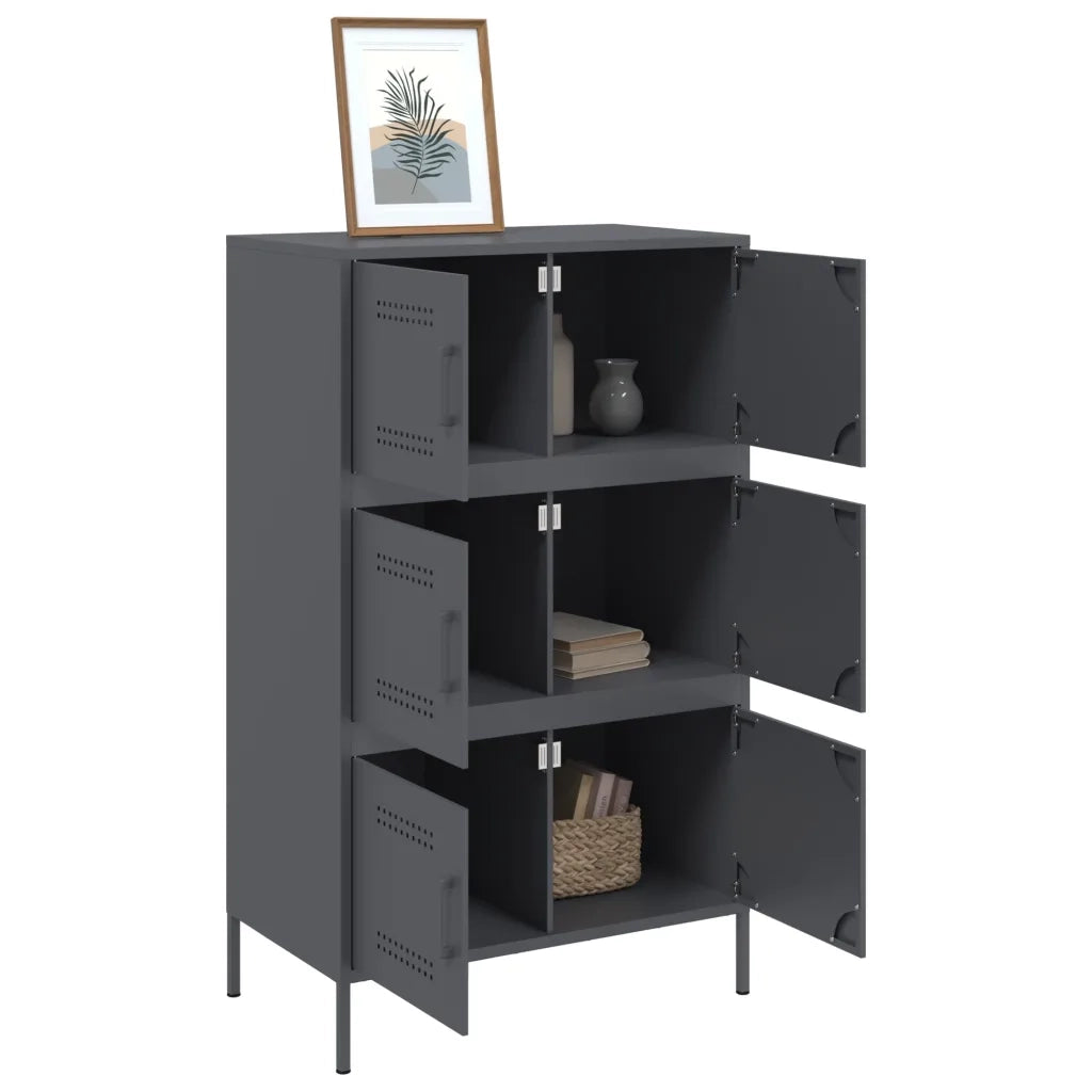 Credenza | Madia | Buffet da pranzo | Armadio da pranzo Antracite 68x39x113 cm in Acciaio