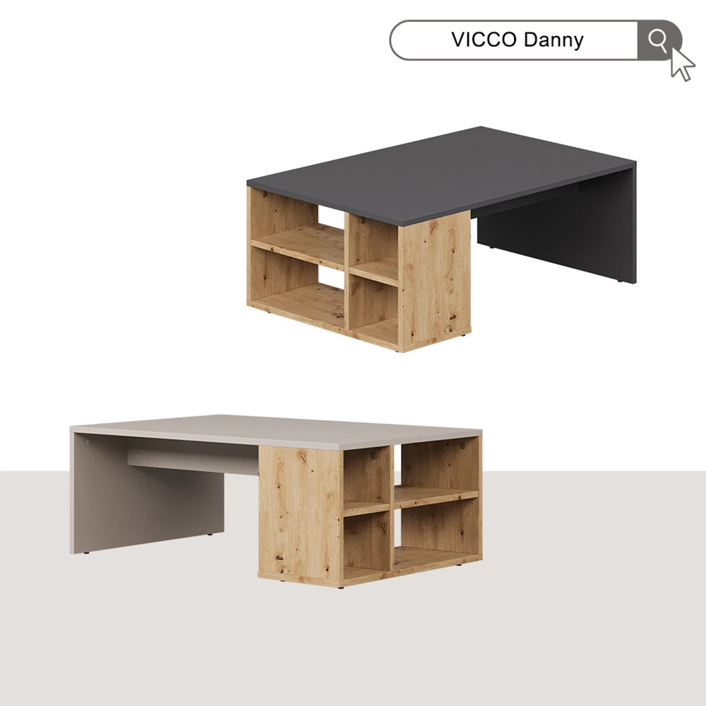 Vicco Tavolino da salotto Antracite/Artisan 90 x 60 cm con ripiani