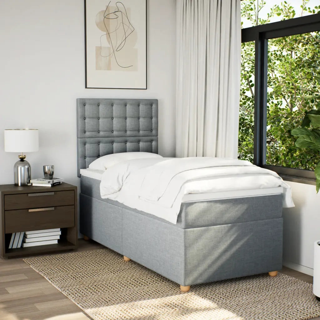Giroletto a Molle con Materasso Grigio Chiaro 90x190 cm Tessuto