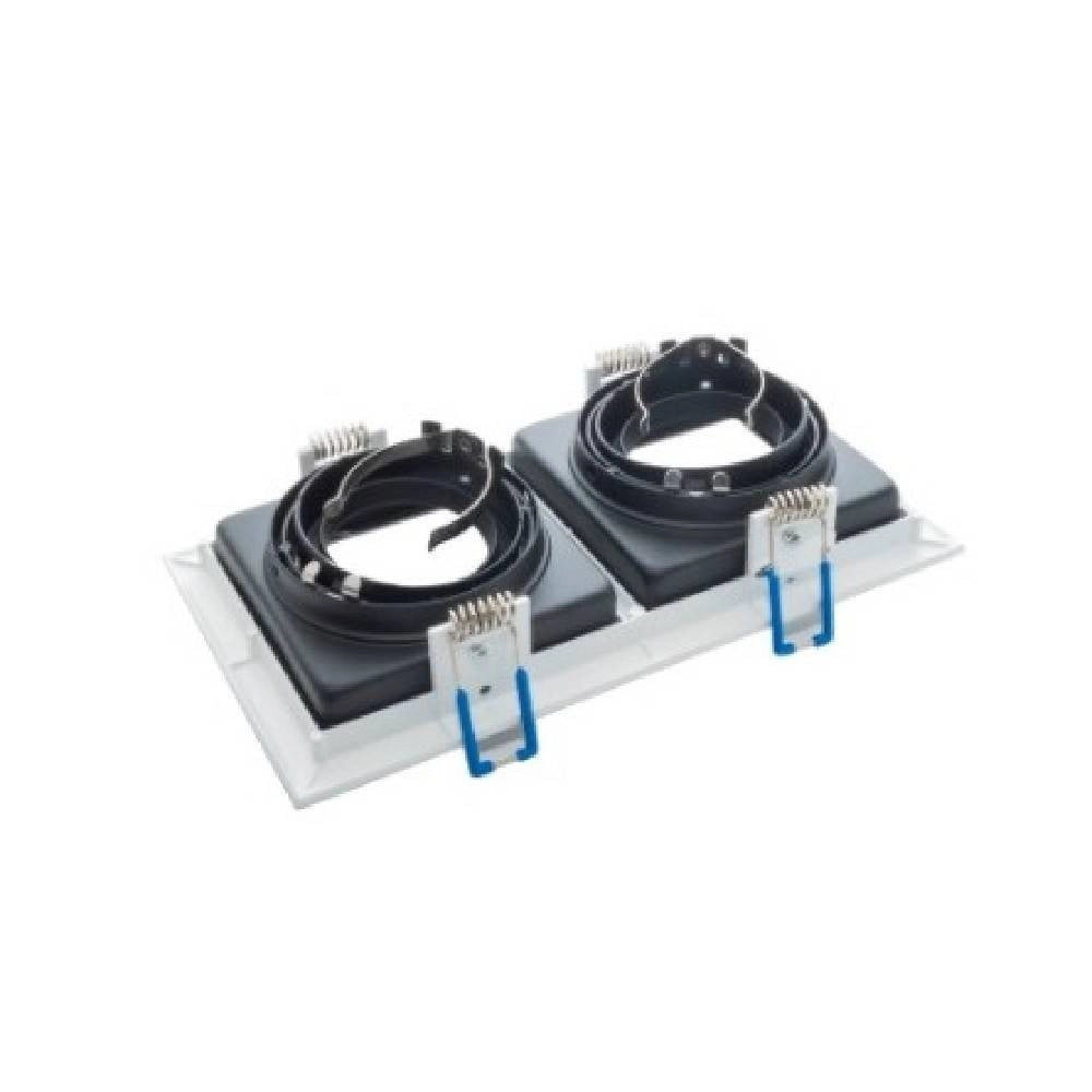Trade Shop - Portafaretto Incasso Orientabile Doppio Per Due Faretti Per Controsoffitta P24 -