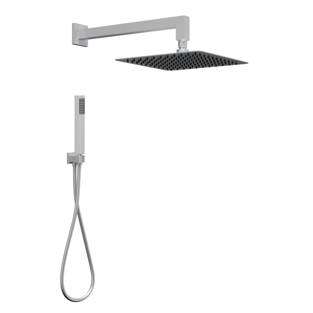 Set per doccia soffione quadro in acciaio inox 25x25 centimetri effetto spazzolato *** confezione 1