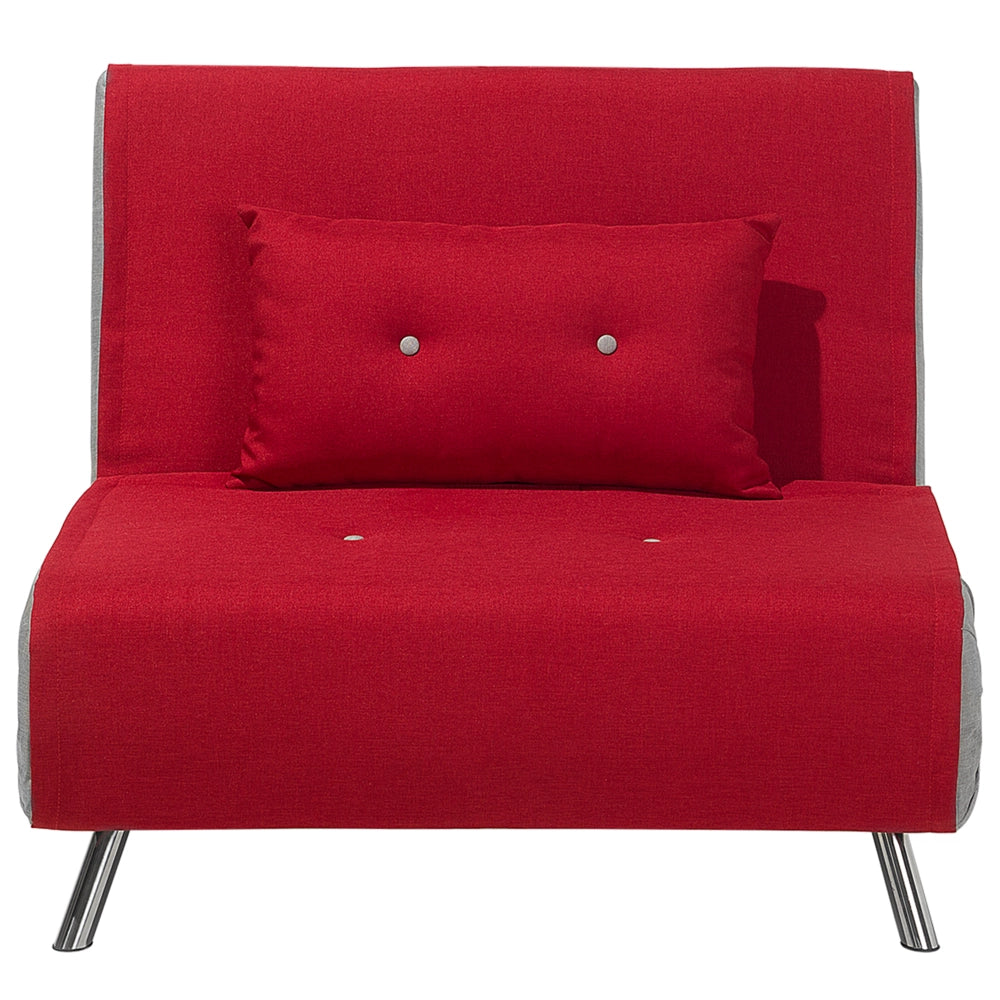 Divano letto con rivestimento in tessuto rosso poltrona letto singola pieghevole