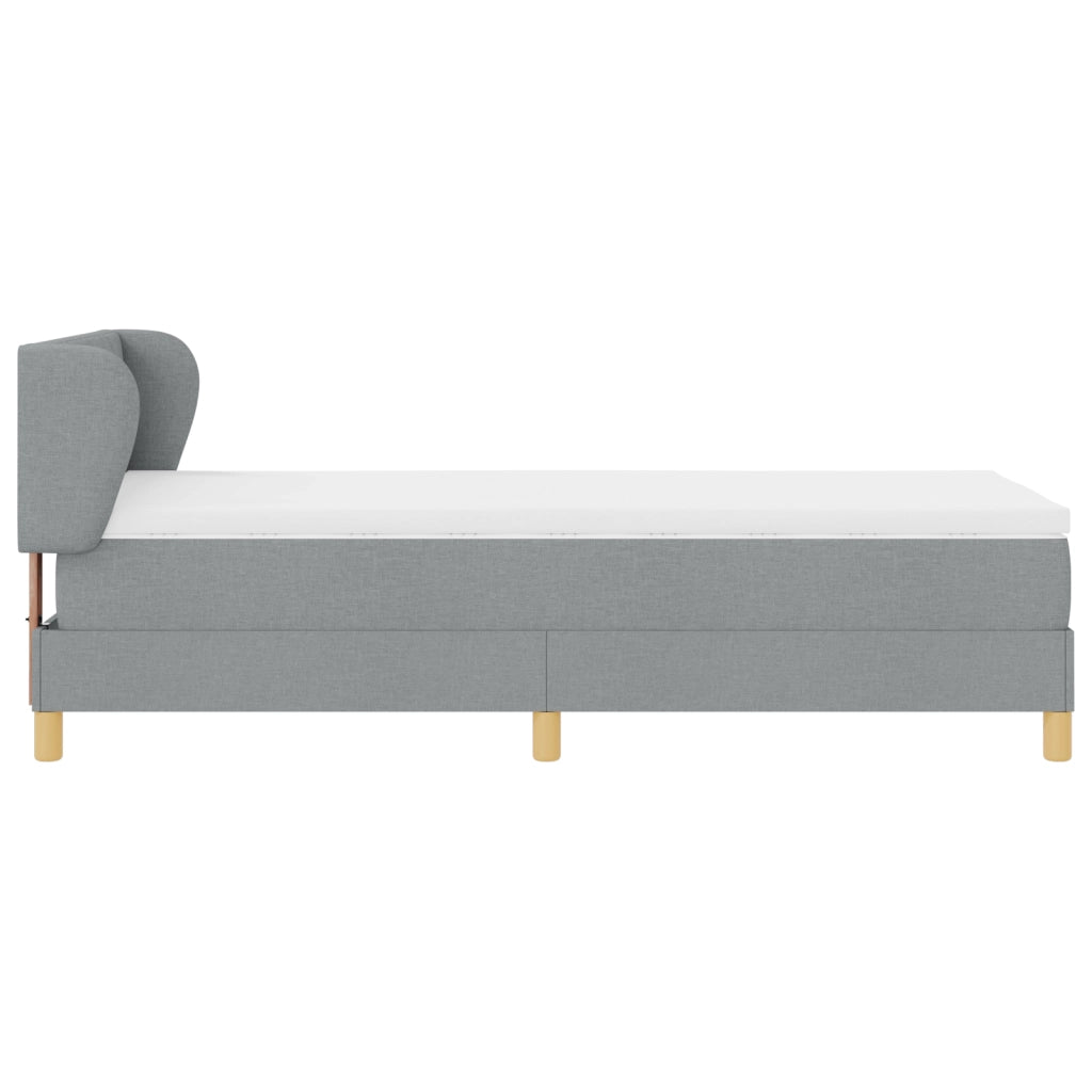 Letto Box Spring con Materasso - Grigio Chiaro, 90x200 cm, Tessuto