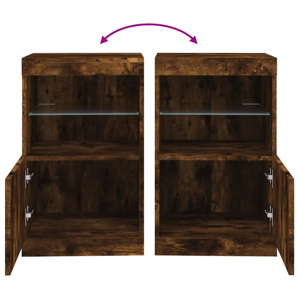 Credenza con Luci LED Rovere Fumo 41x37x67 cm